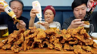 Kkangdwaehu, Fried marinated short ribs - Mukbang eating show