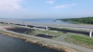 Низководный мост г. Владивосток через Амурский залив вид с птичего полета