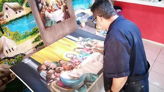 Pintura al oleo "la ultima cena de nuestro Señor Jesús"