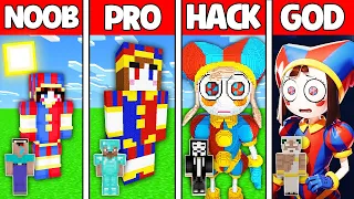 Minecraft Battle: NOOB vs PRO vs HACKER vs GOD! POMNI DIGITAL CIRCUS STATUE CHALLENGE in Minecraft