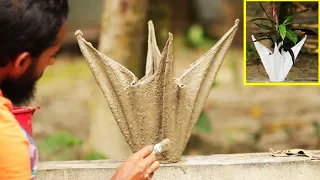 Cement craft ideas | SIMPLE AND BEAUTIFUL - Flower pots made from old towels and cement