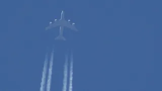 USAF Boeing KC 135R flying at Altitude leaving contrails 57-1441