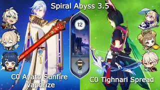 C0 Ayato Sunfire Vaporize x C0 Tighnari Spread - New Spiral Abyss 3.5 | Floor 12 | Genshin Impact