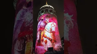 Turkish National Day at Galata Tower, İstanbul, Light and Sound Show