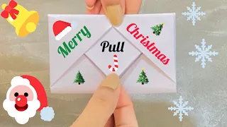 Pull tab origami envelope card for Christmas 🎄|Surprise message card for Christmas |Origami card