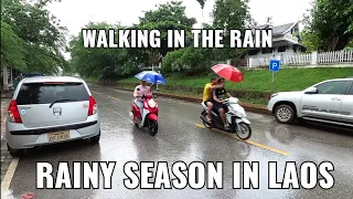 Rainy Season in Laos | walking in heavy rain luangprabang | laps 2022