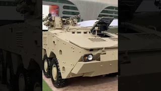 An advanced version of Ukrainian BTR-4 wheeled fighting vehicle at IDEX 2021