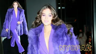 hailee steinfeld steps out in purple outfit for a special screening of Hawkeye in New York City
