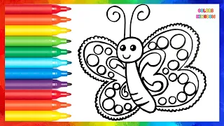 How To Draw A Butterfly 🌈🦋💛 Drawing And Coloring A Butterfly 💚🦋🌈 Drawings For Kids