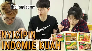 [nomnom] REAKSI ORANG KOREA MAKAN INDOMIE KUAH 인도네시아 국물 라면 먹어보기