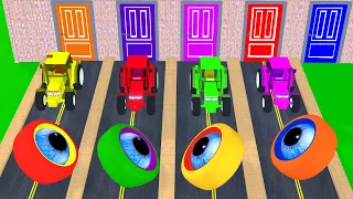 Yehh !! Choose The Right Door With JCB,Car ,Bus, Fire Truck, School Bus | 3D Vehicles Game