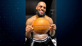 LeBron James celebrates all-time record