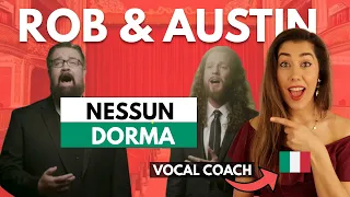 AUSTIN BROWN ROB LUNDQUIST Nessun Dorma | 🇮🇹 ITALIAN Vocal Coach Reacts | TrainingVoice🎙️