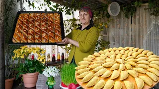 Making Traditional sweets of Azerbaijan Shekerbura and Baklava - National Nevruz Holiday