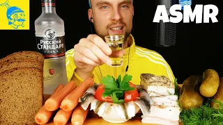 ASMR Russian food (Zakuski) and drinking vodka 🇷🇺