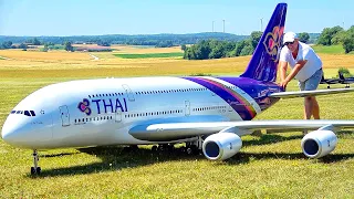 103KG!! WORLDS LARGEST RC AIRBUS A380 THAI AIRWAYS FLIGHT DEMONSTRATION