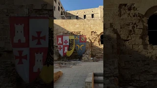 The courtyard at a crusader castle in Israel.