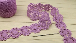 Ажурное ЛЕНТОЧНОЕ КРУЖЕВО вязание крючком мастер-класс  Crochet Tape Lace Tutorial