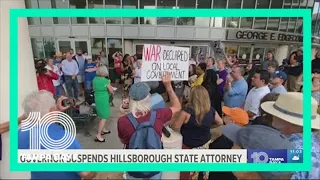 Demonstrators gather outside Hillsborough County Courthouse in support of Andrew Warren