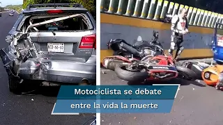 Motociclista se impacta a toda velocidad con camioneta en la México-Cuernavaca