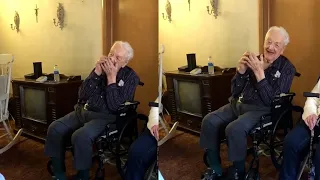 103-year-old man plays the harmonica after learning 90 years ago!