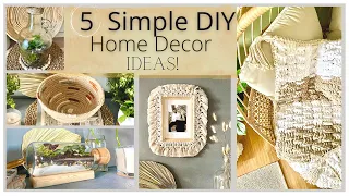 5 Simple DIY Home Decor: Jute Rope Bowl, macrame picture frame, Ikea Hack Terrarium,Crochet blanket