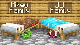 Mikey Family vs JJ Family HOUSE INSIDE BED Survival Battle in Minecraft (Maizen)