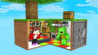 Mikey and JJ Built a Bunker Inside a SKY BLOCK in Minecraft (Maizen)