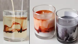 3 SECRET ways to make a MARBLE effect on a coconut wax candle.