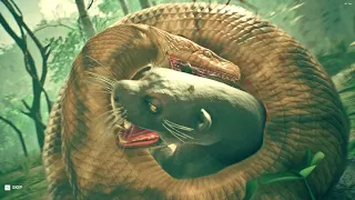 African Rock Python  Vs   Miocene African Otter Fighting  Each  Other