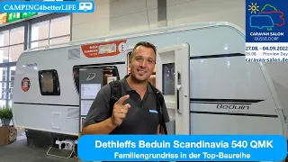 Caravan-Salon 2022: Dethleffs Beduin Scandinavia 540 QMK - Modell 2023 I Top-Baureihe für Familien