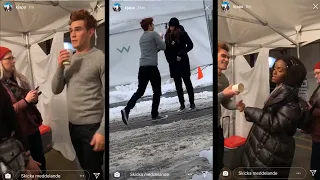kj Apa walks around on the set of riverdale scaring people on his instagram story (With Sound)