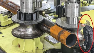 Fantastic Huge Steel Tube Bending Machines Working Perfect. Amazing Big Metal Plate Rolling Methods