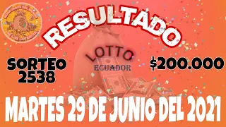 RESULTADO LOTTO SORTEO #2538 $200.000 DEL DÍA MARTES 29 DE JUNIO DEL 2021