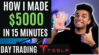 How I made $5k in 15 mins Day Trading TESLA 🚘