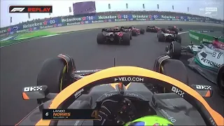 Lando Norris onboard start and overtake on George Russell Dutch GP 2022