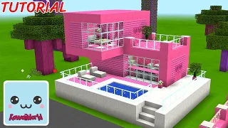 How to build CUTE Modern PINK HOUSE in Kawaii World 🌸💟 - TUTORIAL
