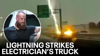 Dashcam video shows Fort Worth electrician’s work truck struck by lightning