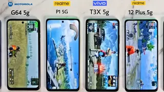 Realme P1 5g Vs Moto G64 5g Vs Vivo T3X 5g Vs  Realme 12 Plus | Battery , Gaming Comparison