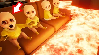 ПОЛ ЭТО ЛАВА ?! КАК СПАСТИ ЛЫСЫХ ?! ИГРА The Baby In Yellow