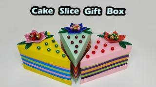 Cake Slice Box Tutorial / How To Make A Paper Triangular Box / DIY Cake Slice Box