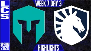 IMT vs TL Highlights | LCS SPring 2020 W7D3 | Immortals vs Team Liquid