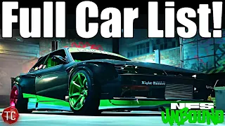 Need For Speed UNBOUND FULL CAR LIST CONFIRMED! (All Cars!!)