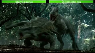 Scene Edit | Jurassic World | Ankylosaurus vs Indominus rex, with healthbars
