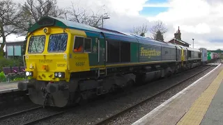 Felixstowe class66 container freight trains at westerfield station 2/4/24