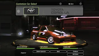 NFS Underground 2 | Toyota Corolla GT-S | Customization and Gameplay