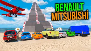 Renault vs Mitsubishi Ailesi Arabalar Kasisli Tırmanma Parkurunda - GTA 5