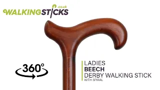 Ladies' Beech Derby Walking Stick with Spiral