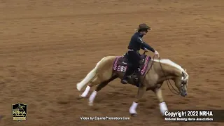 Blame The Corona shown by Trevor Dare at the   2022 NRHA Futurity , go 1 7