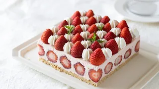 No-Bake Strawberry Cheesecake＊No egg, No oven｜HidaMari Cooking